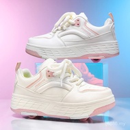 Fast Shipping Children Roller Skating Shoes Four Wheel Wear Resistant Fashion Leather Breathe Sports