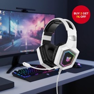 Onikuma GT806 White Gaming Headset Wireless Bluetooth 5.4V/2.4GHz, RGB Light, Detachable Microphone 