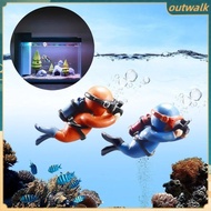 ⚡FAST SHIPPING⚡⚡ Cute Mini Diver Simulated Floating Frogman Miniature Kawaii Figures Aquarium Ornaments Luminous Green Figurines Fish Tank Decoration