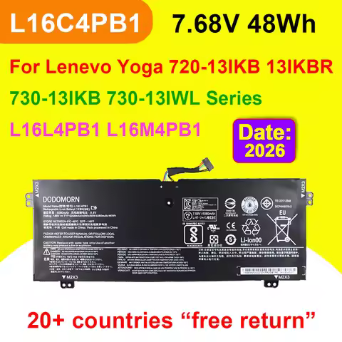 L16C4PB1 Laptop Battery For Lenovo Yoga 720-13IKB 720- 13IKBR 720-13IWL 730-13IKB 730-13IWL L16L4PB1