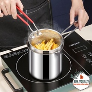 1200ml Stainless Steel Deep Fryer with Deep Frying Basket, Deep Fryer Set with Compact Basket with H