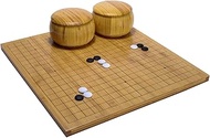 Beginner’s Go Game Set with Reversible Bamboo 19 x 19 / 13 x 13 Etched Grid Board, Bamboo Bowls, & S