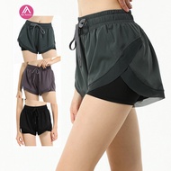 Airactive Leisure  Casual Yoga Sports Shorts Mesh-stitching Adjustable Waist Lining Moisture-wicking