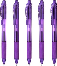 Pentel EnerGel X BL107 - Retractable Liquid Gel Ink Pen - 0.7mm - 84% Recycled - Purple Ink (5)