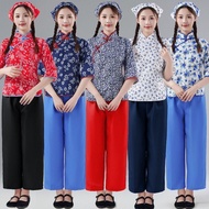 Taiwan Ready Stock Aqing Sister-In-Law Floral Costume Picking Tea Village Girl Clothes Ethnic Dance 