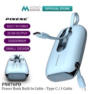 PINENG PN876PD 22.5W 10000MAH POWER BANK WITH FAST CHARGING BUILT IN 2 CABLE TYPE C / I-CABLE - SMAL