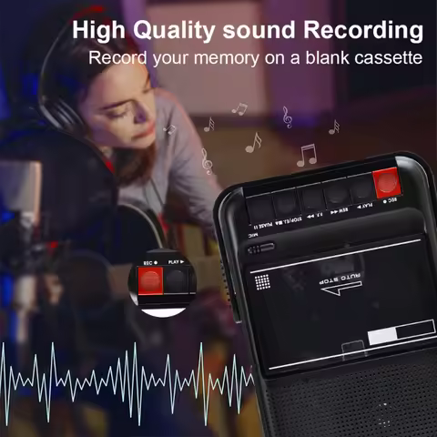 Multifunction Cassette Recorder Retro AM/FM/SW1-2 4Band Radio Speaker Support USB TF Card Bluetooth 