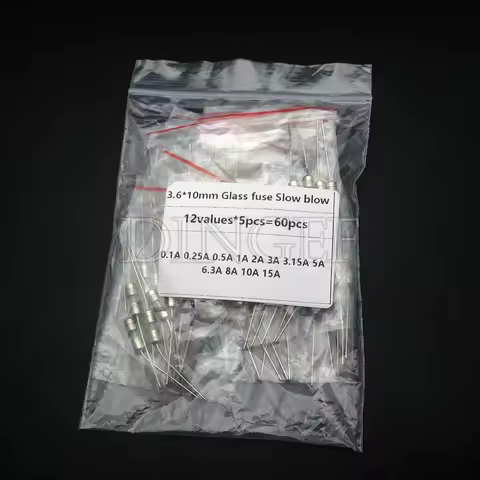 12values*5pcs=60pcs 3.6*10mm Glass fuse Slow blow 250V 3.6x10 0.1A 0.25A 0.5A 1A 2A 3A 3.15A 5A 6.3A
