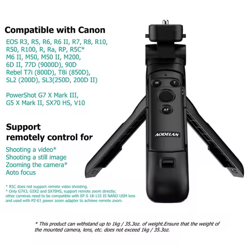 Wireless Grip Tripod Remote Control for Canon EOS R8 R5 77D 250D 200D 90D M200 800D M50 PowerShot SX
