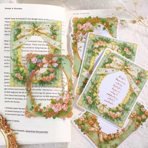 10Pcs Material Stickers Record Romance Stickers Package Stickers Lace Dual Large Size Stationery Scr