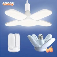 UMISTY E27 LED Fan Bulb, 4+1 Leaf Shape 6000K White Light Foldable LED Light, Practical 40 LED Bulb 