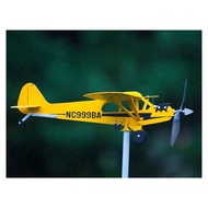 Thyggzjbs Piper J3 Cub Airplane Weathervane3D Unique and Magical Metal Windmill Outdoor Wind Sculptu