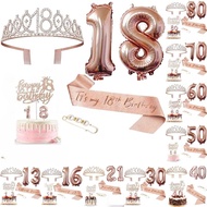 Girl 18th Birthday Decoration, Including 18th Birthday Happy Gift Queen Belt Pearl Pin, Sweet Rhines