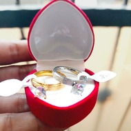 2pcs Women's Rings Already 2pcs Gold and Silver Rings [Free Box] Anti-Rust Titanium Zirconia Gemston