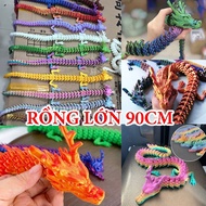 LARGE DRAGON 90cm Multicolored 3D Dragon Toy Jointed Dragon Model Decorative Sharp Detailed Decor