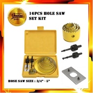 16PCS HOLE SAW SET W/ CASE 19-127MM (3/4" - 5") DRILL BIT CUTTER CORE SHAFT / EPICA STAR 11PCS HOLE 