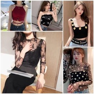 Free Shipping Korean Trends Mesh Tops | Summer Tops | Tank Top Spaghetti Camisole Women Top