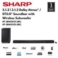 SHARP DOLBY ATMOS® / DTS:X® SOUNDBAR with WIRELESS SUBWOOFER HTSBW55121 | HTSBW53121