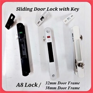 Sliding Door Lock with Key A8 (SLH-9110) for 32mm/38mm thickness Aluminium Frame Door only