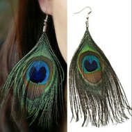 Peacock feather earrings