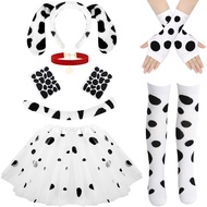 10 PCS Kit Aksesori Kostum Dalmatian untuk Wanita - Telinga Dalmatian, Headband, Hidung, Ekor, Choke