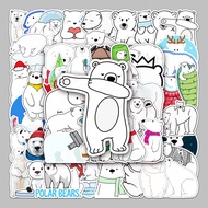 50 Sheets Polar Bear Animal Cartoon Luggage Stickers Waterproof Graffiti Stickers Scooter Computer Tablet Decoration