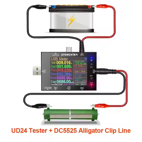 DC5.5 USB tester digital voltmeter ammeter power bank voltage detector volt Amper Car 12V 24V batter
