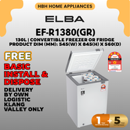 Elba 130L Chest Freezer EF-R1380(GR) | Mechanical Thermostat | Convertible Freezer or Fridge | Direc