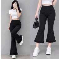 Women's Big Size Flared Pants with Mushroom Shape, High Waist, Slim Stretch Form, Youthful Flared Le