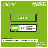 Acer FA200 500GB / 1TB NVME M.2 PCIe GEN4 X4 Solid State Drive # FA200-500GB / FA200-1TB