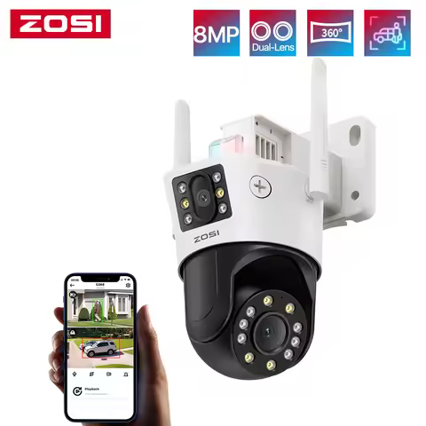 ZOSI C298 4K 8MP Dual-Lens(2x4MP) Wired WiFi PTZ Security Camera Outdoor with Wide Angle 8X Hybrid Z