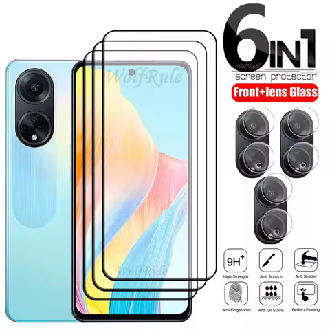 6-in-1 For OPPO A98 5G Glass For OPPO A98 5G Tempered Glass 9H HD Full Protective Screen Protector F