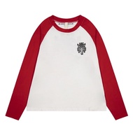 Chrome HeartsˉAutumn CH heart shoulder sleeve Sanskrit alphabet sword print red and white splicing l