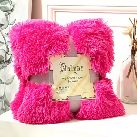 Shaggy Fuzzy Fur Winter Warm Blanket Office Fluffy Rest Plaid Sofa Bedding Cover Bedsheet Student Ho