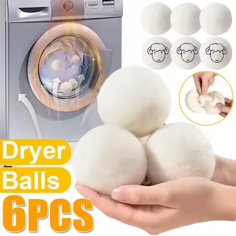 6-1Pcs Reusable Wool Dryer Balls Clothes Softener Laundry Fleece Dryer Ball Kit Home Clothes Dryer W