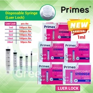Primes Disposable Syringe Luer Lock (1ml /3ml /5ml /10ml /20ml)
