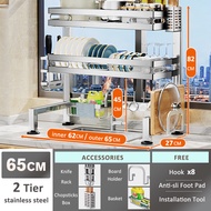GSlife ชั้นวางจานสแตนเลส 304  มีฝาเปิด ตู้วางอ่างล้างจาน ขนาดใหญ่ ชั้นเก็บของในครัว กันลื่นและกันฝุ่