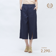 กางเกงขายาว กางเ﻿กงผู้หญิง C&amp;D Linen Pants ทรง Front Slit Pants ขาสี่ส่วน เนื้อผ้าลินินพรีเมี่ยม สีกรม (C9X9NV)