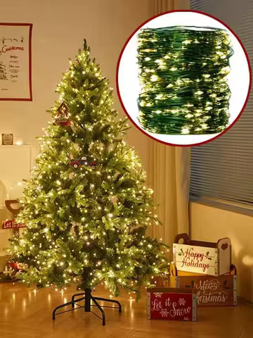 LED Christmas Light String, 110FT/208FT, Warm White, Plug-in, Suitable for Indoor and Outdoor Decora