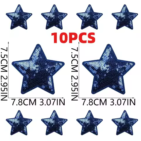 10PCS Wholesale Blue Game Day Bow Embroidery Patches Cheerleader Lightning Love Star Design Iron On 