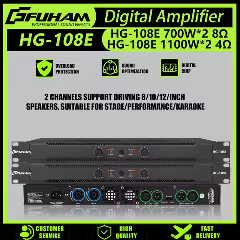 FUHAM Audio Power Amplifier - 1100W 2-Way 8 Ohm Dual Voice Coil Subwoofer for DJ Karaoke