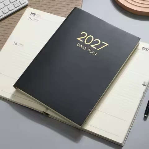 Gifts PU 2027 Daily Planner A4 Lined Pages Daily Plan Notebook Hardcover Schedule Planner School Stu