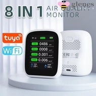 GLENES CO 2 Detector, Humidity Detector with NDIR Technology 8-in-1 Indoor Air Quality Monitor, Smar