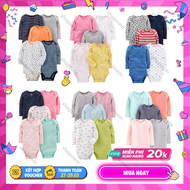 Set 5 body dài tay bé trai bé gái (body chip dài tay) bộ bodysuit cotton cho bé