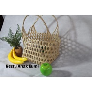 ( TL8 ) (B040) Besek Bag 25x25cm | Hamper bag | Parcel Bag | Woven bamboo bag | Fruit Container | Fo