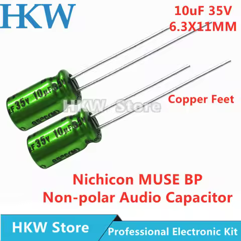 10pcs 10UF 35V 6.3X11mm Nichicon MUSE BP ES Non Polar Nonpolar Bipolar HiFi Audio Capacitor 10UF35V 