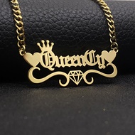KristenCo New Personalized Name Necklaces Stainless Steel Nameplate Jewelry Customized Letter With Heart Diamond Pendant Gift