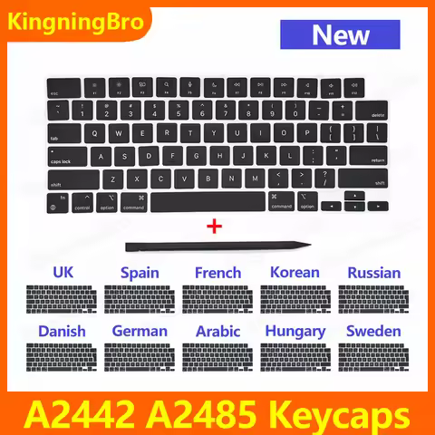 New Replacement US UK Spain French Russian Keycaps Keys Key Cap For Macbook Pro 14" 16" A2485 A2442 