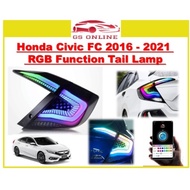 Honda Civic FC 2016 2017 2018 2019 2020 2021 RGB Function Tail Lamp ( Smoke + White Line )  LED TAILLAMP Lampu Belakang