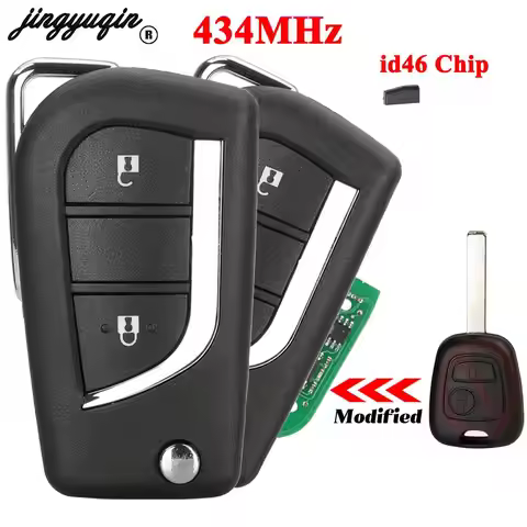jingyuqin For Toyota Aygo Peugeot 107 106 Citroen C1 2005-2014 Flip Car Remote Key 2BT 434MHz ID46/4